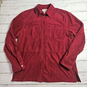 Jones New York‎ Suede Feel Red Button Up Size Small
